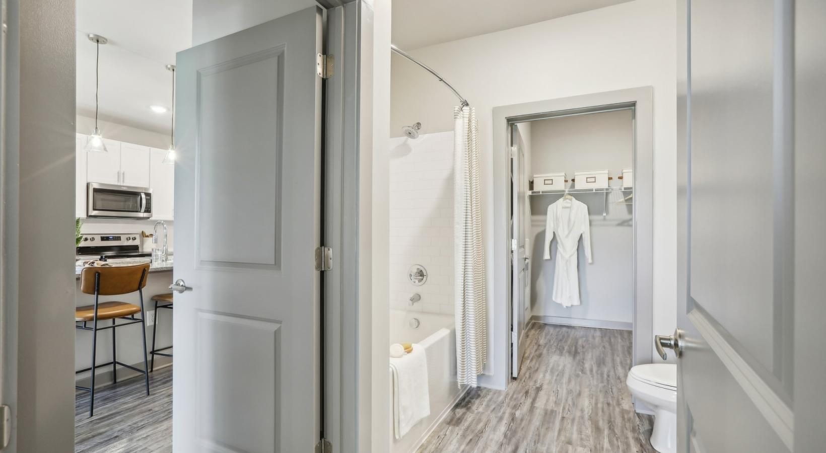 Spacious bathrooms with everything you need a bathroom with a shower and a sink